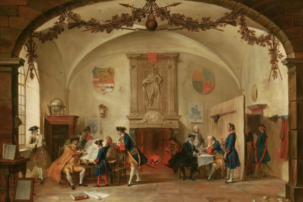 Title: Allegory on the War with France in 1747 Creator: Cornelis Troost Date: 1747 Providing institution: Mauritshuis Aggregator: Dutch Collections for Europe Providing Country: Netherlands Public Domain Allegory on the War with France in 1747 by Cornelis Troost - Mauritshuis, Netherlands - Public Domain. https://www.europeana.eu/en/item/2021672/resource_document_mauritshuis_1034